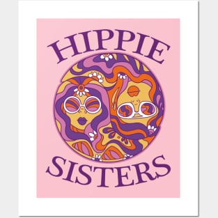 Hippie Sisters Old School Retro Design Posters and Art